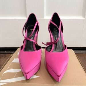 Zara satin fuchsia platform heel